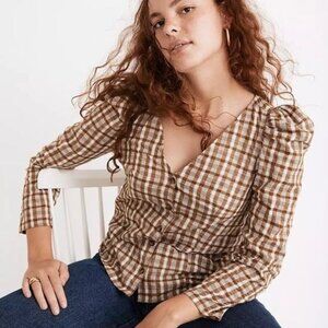 Madewell Westover Top in Sandown Plaid NB570, Size 12